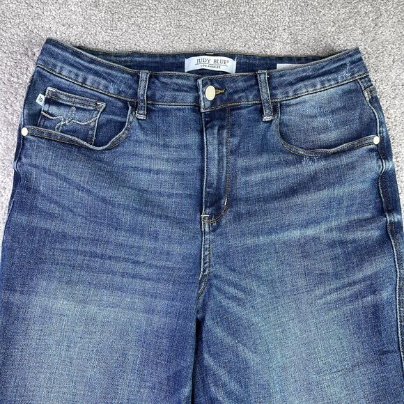 Judy Blue Jeans Women’s 13/31 Blue Wide Leg Crop High Rise Stretch Denim - Picture 2 of 13